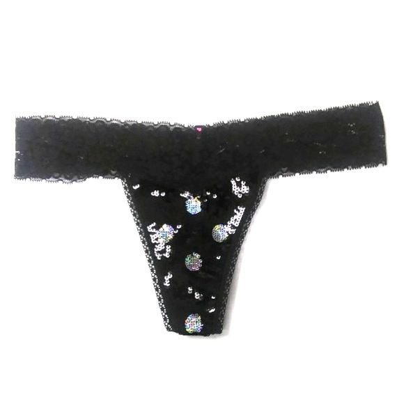 NWOT Victoria's Secret Black Thong - Picture 1 of 4